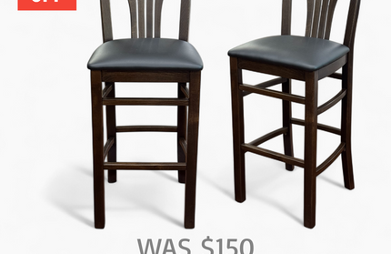 AMKO 2300P Walnut Restaurant Solid Wood Barstool on Sale $99