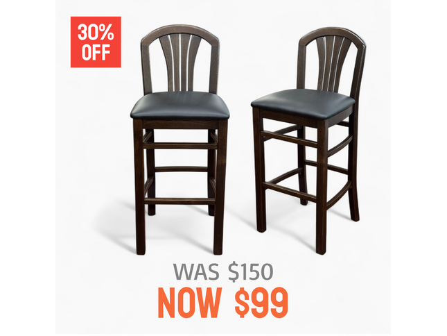 AMKO 2300P Walnut Restaurant Solid Wood Barstool on Sale $99