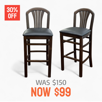 AMKO 2300P Walnut Restaurant Solid Wood Barstool on Sale $99