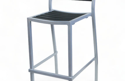 AMKO 2528B Silver Black Aluminum Commercial Grade Restaurant Barstool