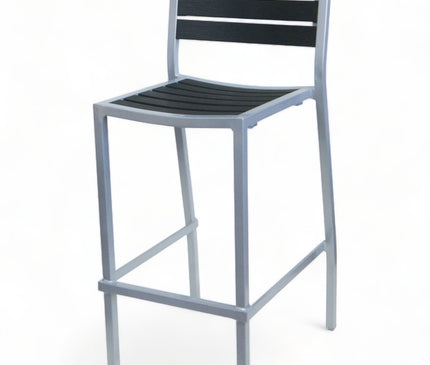 AMKO 2528B Silver Black Aluminum Commercial Grade Restaurant Barstool