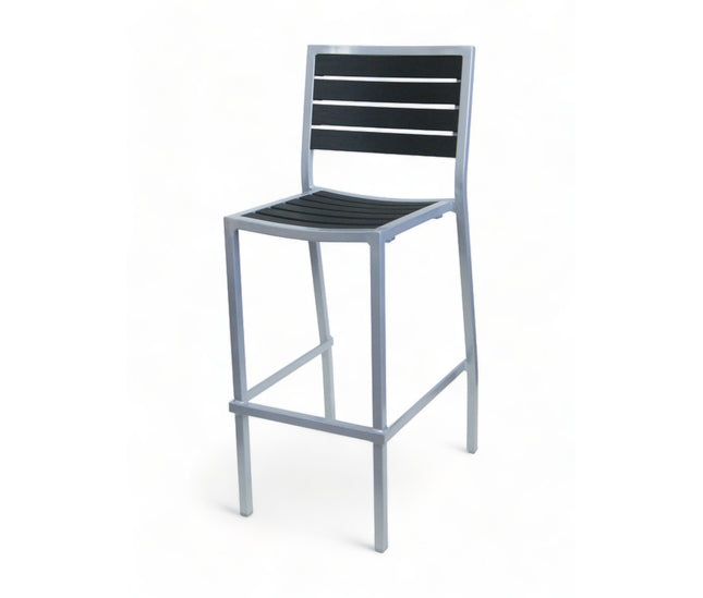 AMKO 2528B Silver Black Aluminum Commercial Grade Restaurant Barstool