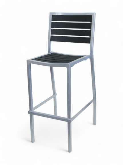 AMKO 2528B Silver Black Aluminum Commercial Grade Restaurant Barstool