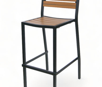 AMKO 2529T Black Teak Aluminum Commercial Grade Restaurant Barstool