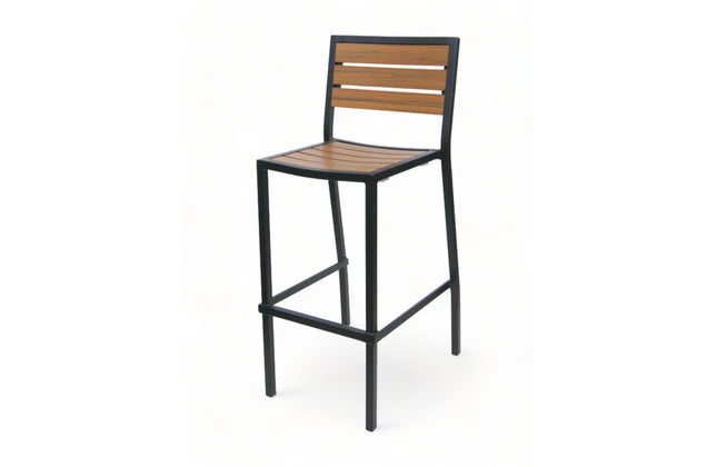 AMKO 2529T Black Teak Aluminum Commercial Grade Restaurant Barstool