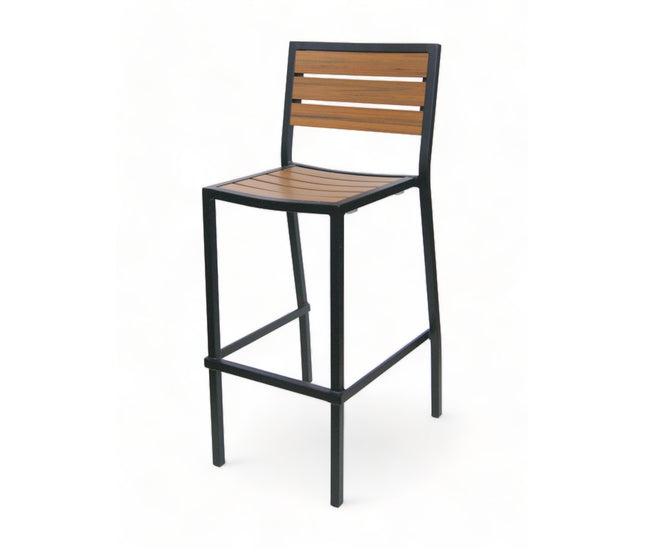 AMKO 2529T Black Teak Aluminum Commercial Grade Restaurant Barstool