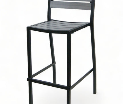 AMKO 2538B Black Gray Aluminum Commercial Grade Restaurant Barstool