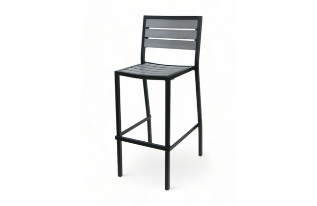 AMKO 2538B Black Gray Aluminum Commercial Grade Restaurant Barstool