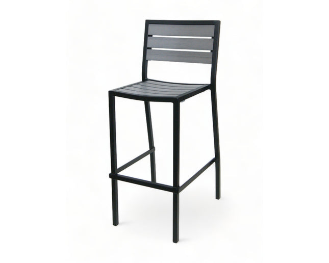AMKO 2538B Black Gray Aluminum Commercial Grade Restaurant Barstool
