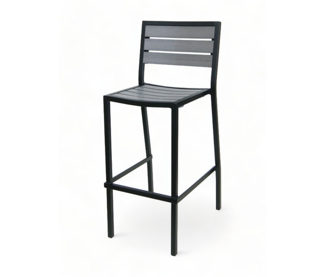 AMKO 2538B Black Gray Aluminum Commercial Grade Restaurant Barstool