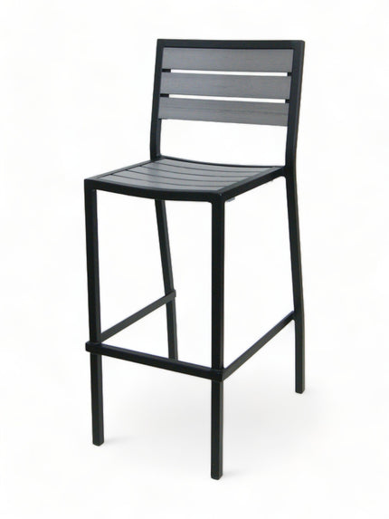 AMKO 2538B Black Gray Aluminum Commercial Grade Restaurant Barstool