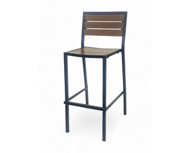 AMKO 2543BP Pecan Aluminum Commercial Grade Restaurant Barstool