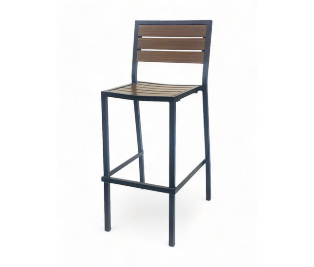 AMKO 2543BP Pecan Aluminum Commercial Grade Restaurant Barstool