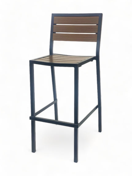 AMKO 2543BP Pecan Aluminum Commercial Grade Restaurant Barstool