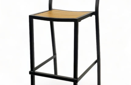 AMKO 2543BT Black Teak Aluminum Commercial Grade Restaurant Barstool