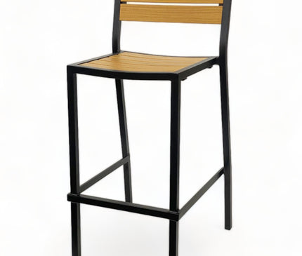 AMKO 2543BT Black Teak Aluminum Commercial Grade Restaurant Barstool