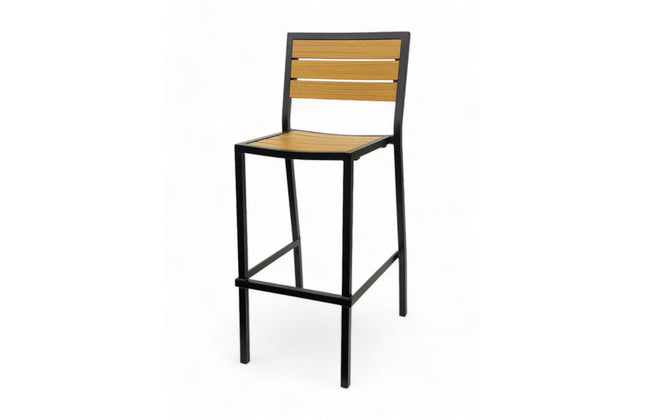 AMKO 2543BT Black Teak Aluminum Commercial Grade Restaurant Barstool