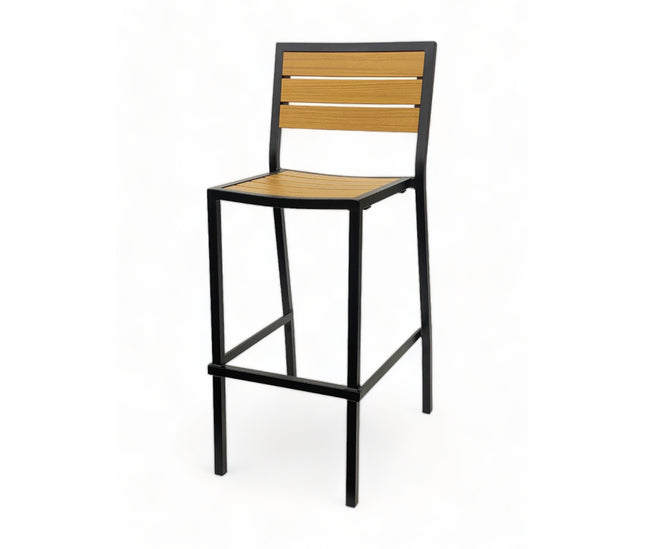 AMKO 2543BT Black Teak Aluminum Commercial Grade Restaurant Barstool