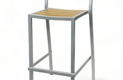 AMKO 2543ST Silver Teak Aluminum Commercial Grade Restaurant Barstool