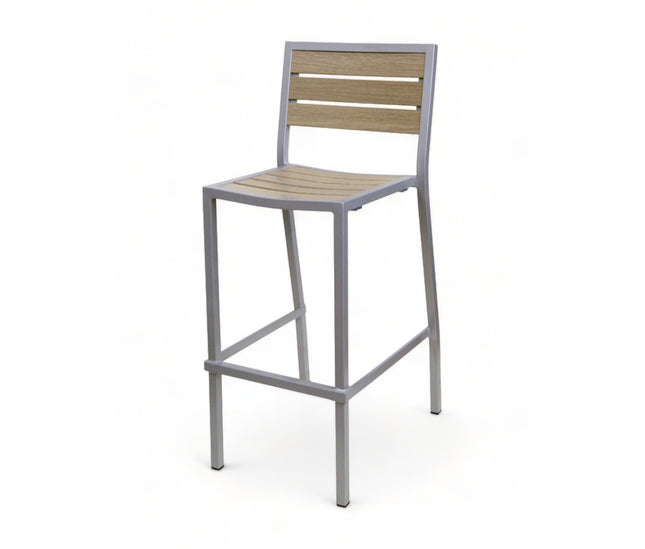 AMKO 2543SG Grey Brown Aluminum Commercial Grade Restaurant Barstool