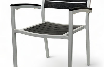 AMKO 528AB Silver Black Aluminum Commercial Grade Restaurant Chair