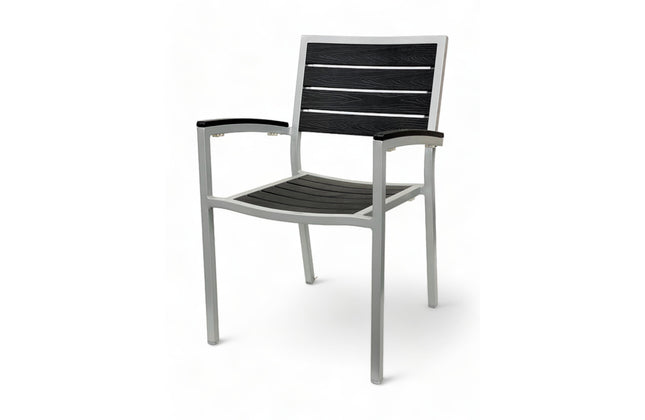 AMKO 528AB Silver Black Aluminum Commercial Grade Restaurant Chair