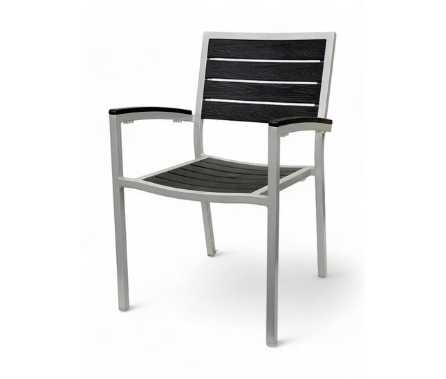 AMKO 528AB Silver Black Aluminum Commercial Grade Restaurant Chair