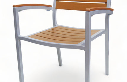 AMKO 528AT Silver Teak Aluminum Commercial Grade Restaurant Chair
