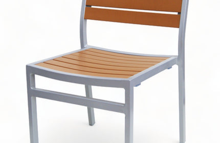 AMKO 528ST Silver Teak Aluminum Commercial Grade Restaurant Chair