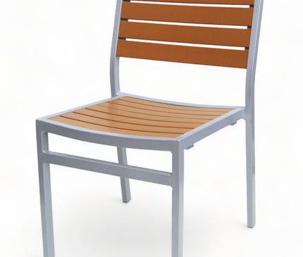 AMKO 528ST Silver Teak Aluminum Commercial Grade Restaurant Chair