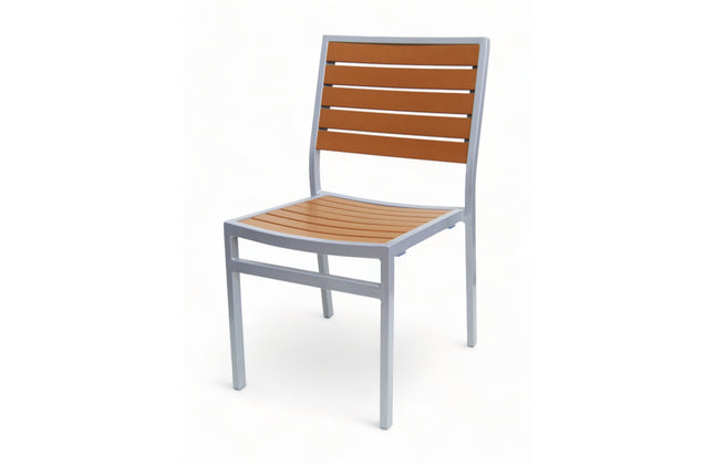 AMKO 528ST Silver Teak Aluminum Commercial Grade Restaurant Chair