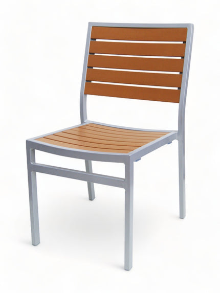 AMKO 528ST Silver Teak Aluminum Commercial Grade Restaurant Chair