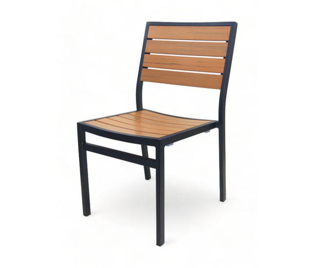 AMKO 529SB Teak Aluminum Commercial Grade Restaurant Chair