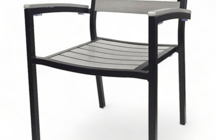 AMKO 538AB Black Gray Aluminum Commercial Grade Restaurant Chair