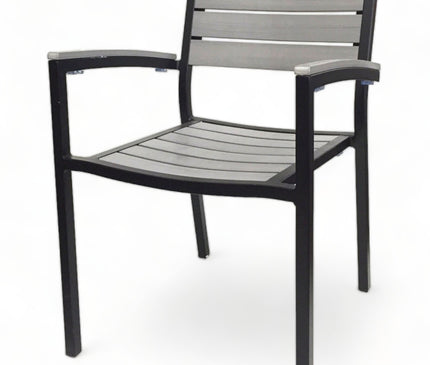 AMKO 538AB Black Gray Aluminum Commercial Grade Restaurant Chair