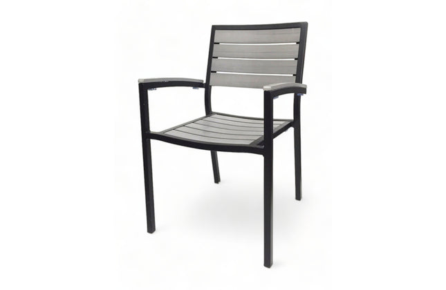 AMKO 538AB Black Gray Aluminum Commercial Grade Restaurant Chair