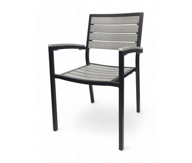 AMKO 538AB Black Gray Aluminum Commercial Grade Restaurant Chair