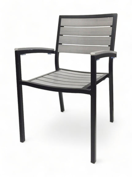 AMKO 538AB Black Gray Aluminum Commercial Grade Restaurant Chair
