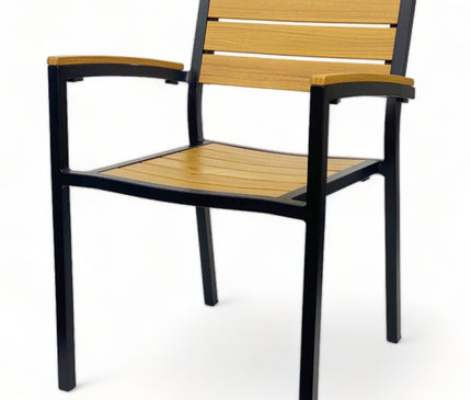 AMKO 543AB Teak Aluminum Commercial Grade Restaurant Chair