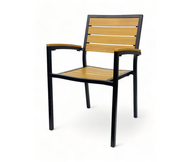 AMKO 543AB Teak Aluminum Commercial Grade Restaurant Chair