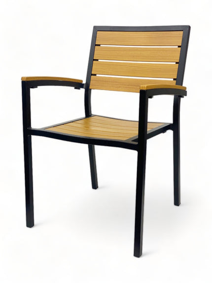 AMKO 543AB Teak Aluminum Commercial Grade Restaurant Chair
