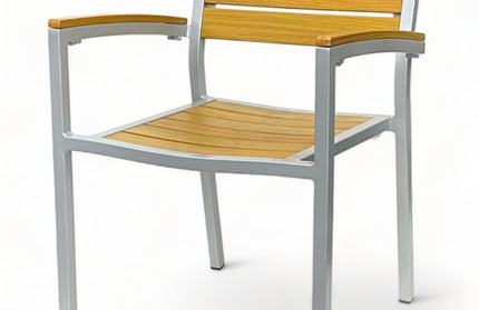 AMKO 543AG Teak Aluminum Commercial Grade Restaurant Chair