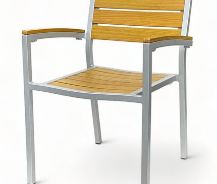 AMKO 543AG Teak Aluminum Commercial Grade Restaurant Chair