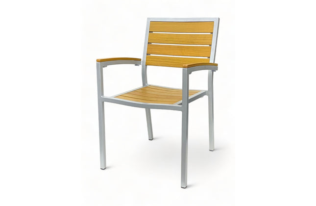 AMKO 543AG Teak Aluminum Commercial Grade Restaurant Chair