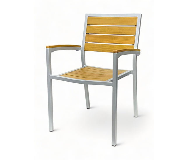 AMKO 543AG Teak Aluminum Commercial Grade Restaurant Chair