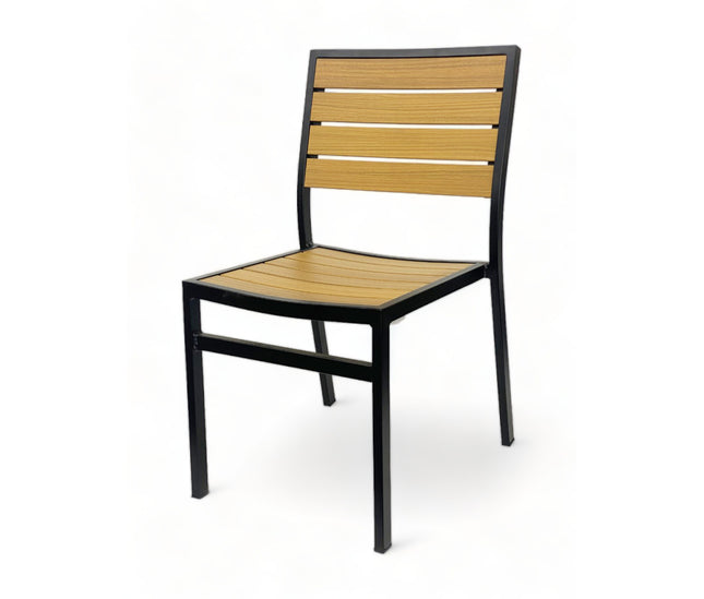 AMKO 543SB Teak Aluminum Commercial Grade Restaurant Chair