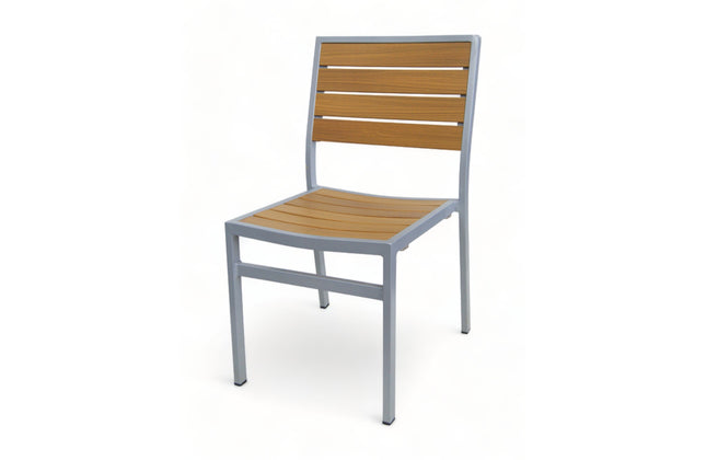 AMKO 543SG Teak Aluminum Commercial Grade Restaurant Chair