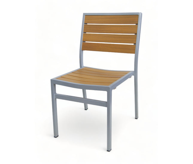 AMKO 543SG Teak Aluminum Commercial Grade Restaurant Chair