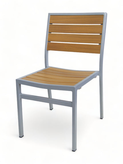 AMKO 543SG Teak Aluminum Commercial Grade Restaurant Chair