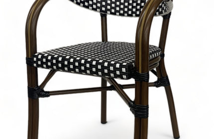 AMKO 606AB Black and White Aluminum Commercial Grade Restaurant Chair